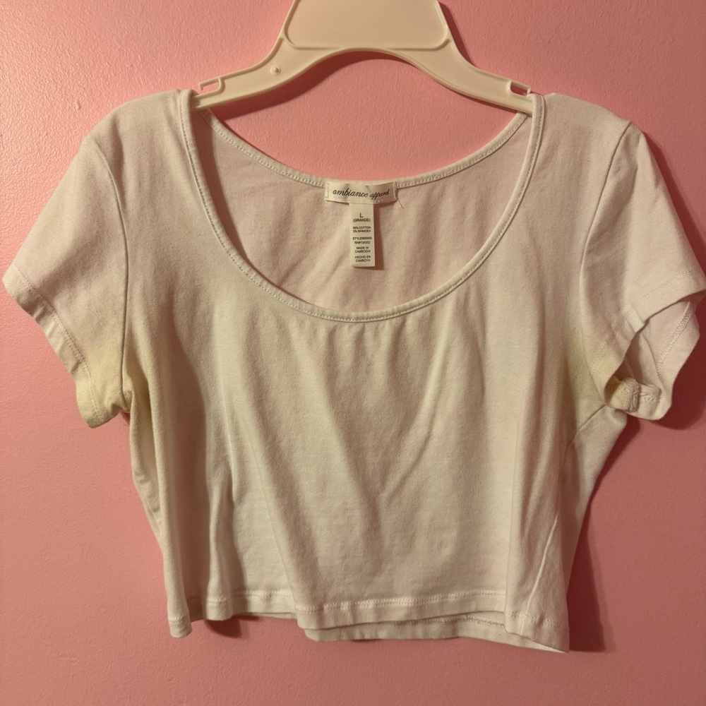 Ambiance White Fitted Crop T-Shirt